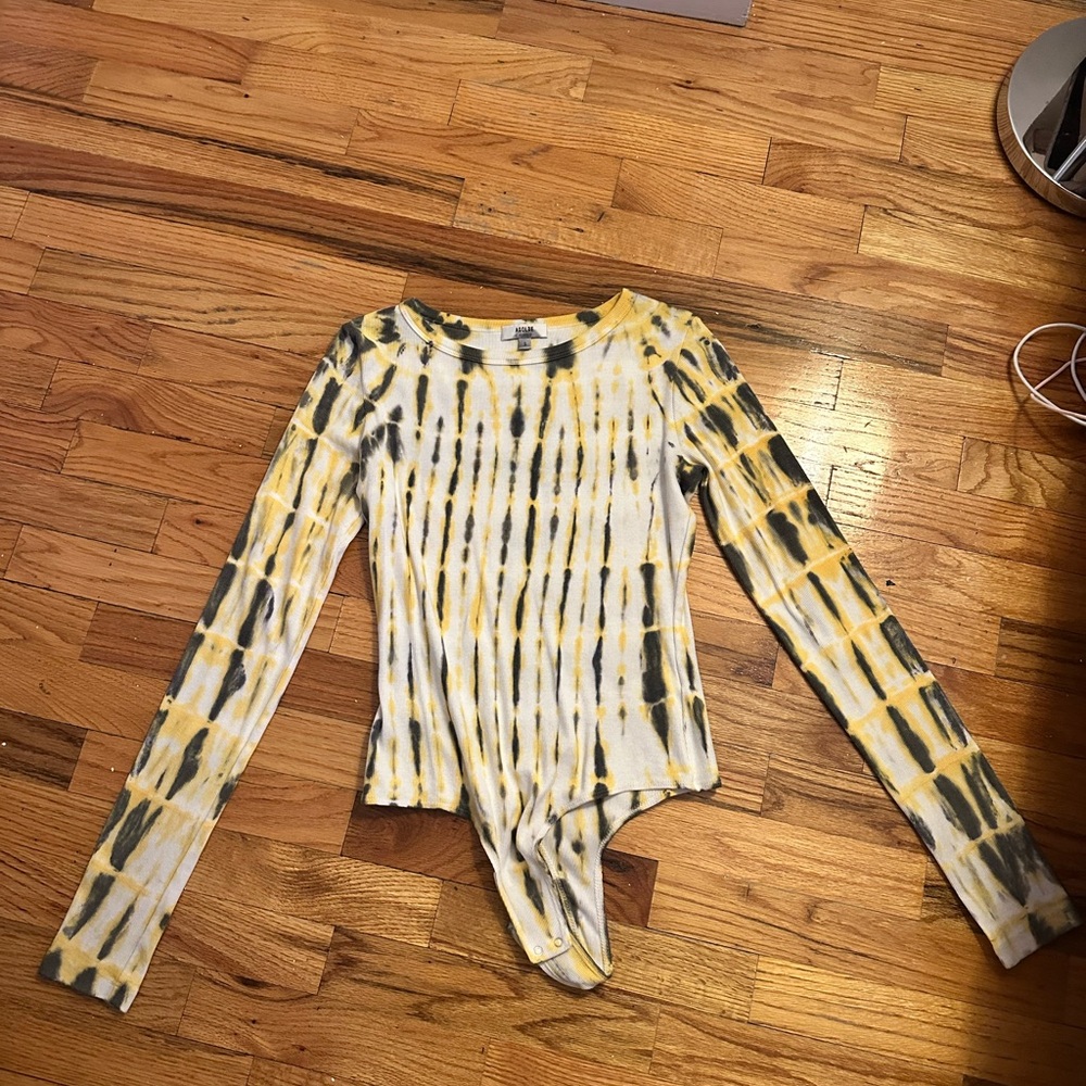 Agolde Yellow and Black Tie-Dye Bodysuit